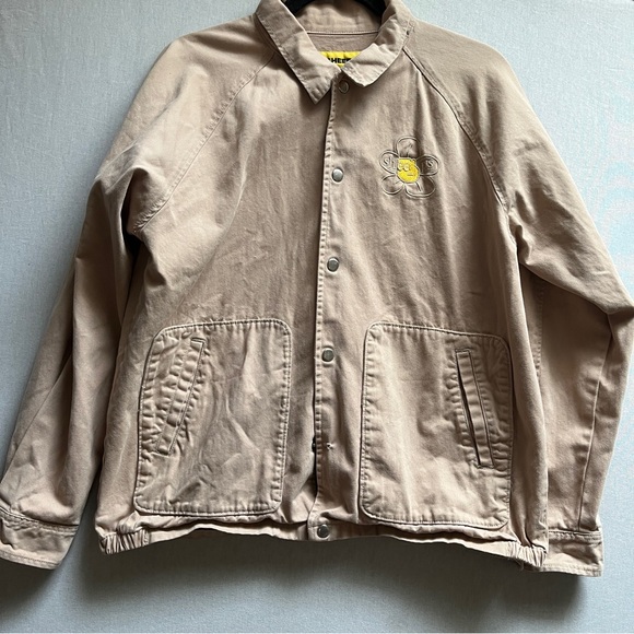 Blacksheeps Embroidered Flower Patch Beige Jacket Sz L - Picture 2 of 9